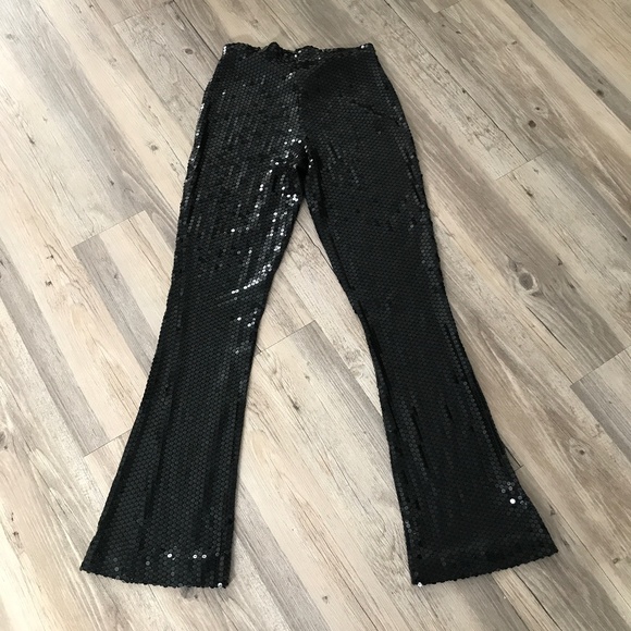 Vintage Y2K Bebe Black Sequin Pants | Size M | Full Sequin Fitted - Picture 2 of 8